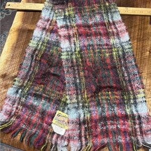 Glentana Multicolor Mohair pile Wool Scarf vintage made in Scotland
